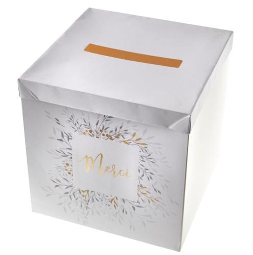 Urne pour fête en carton blanc décoré - au comptoir des boites