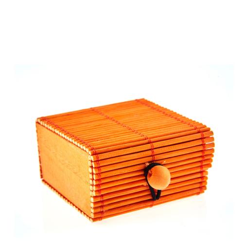 Mini-boîte en paille tressée naturelle (teintée orange) 5,5 cm