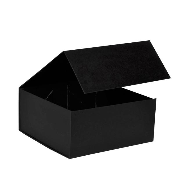 Boîte carrée luxe noir mat à fermeture aimantée 22 cm