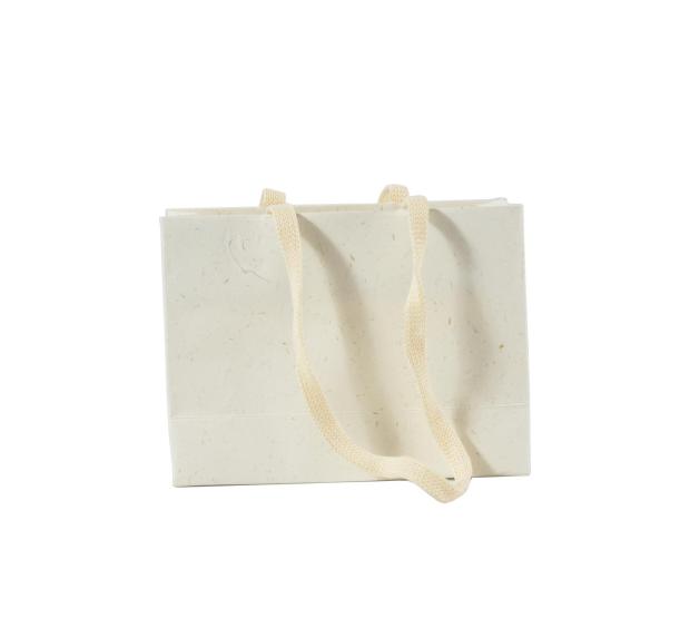 Sac luxe en carton blanc recyclé avec cordon tissu (L.16 x l.6 x h